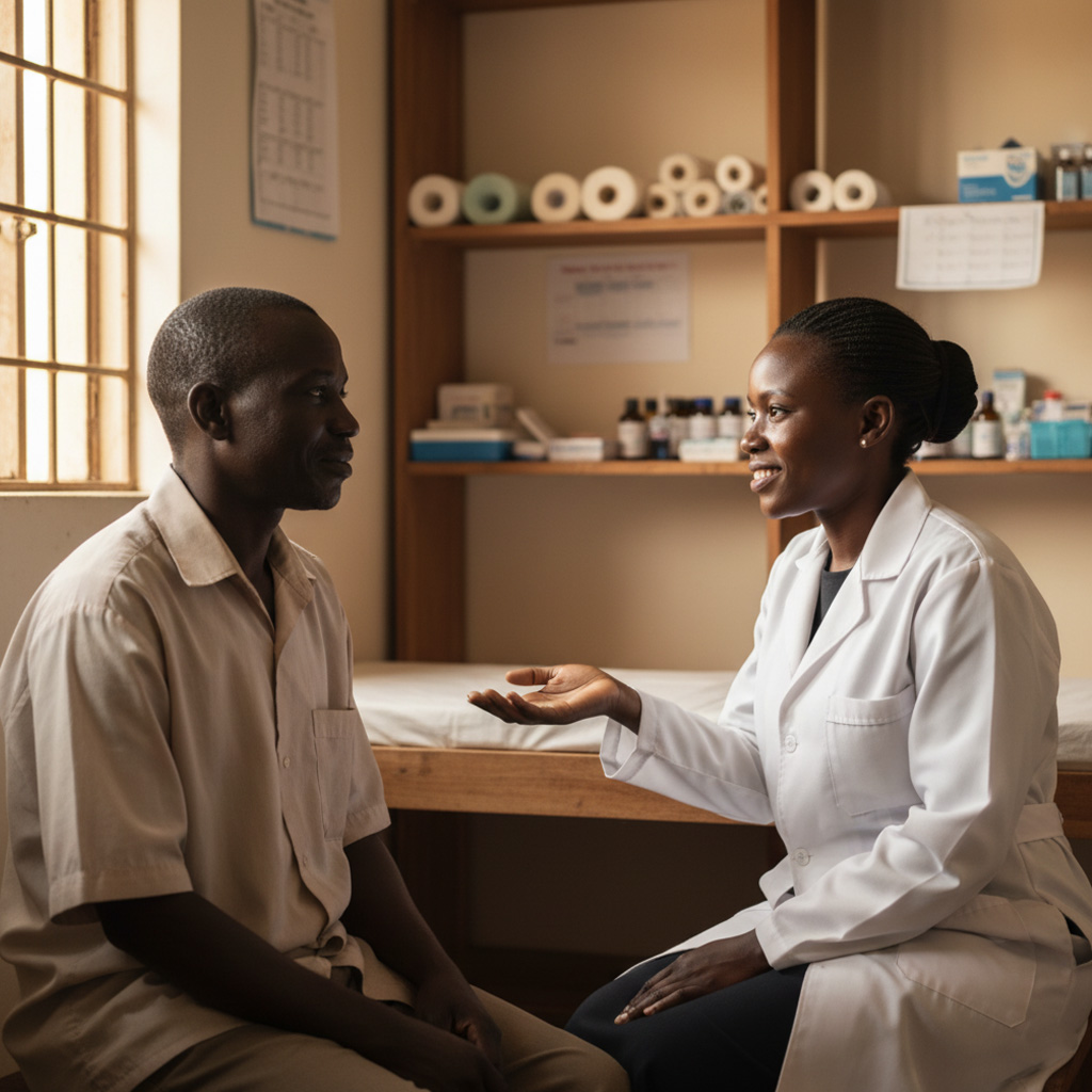 A doctor and a patient talking